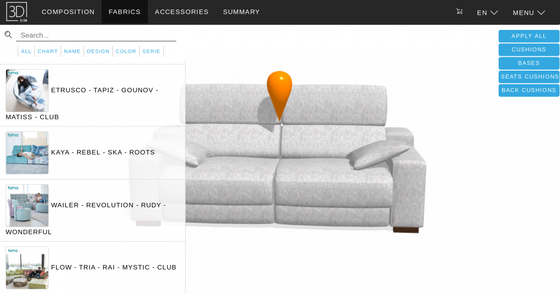 Fama 3d simulator Loto sofa example